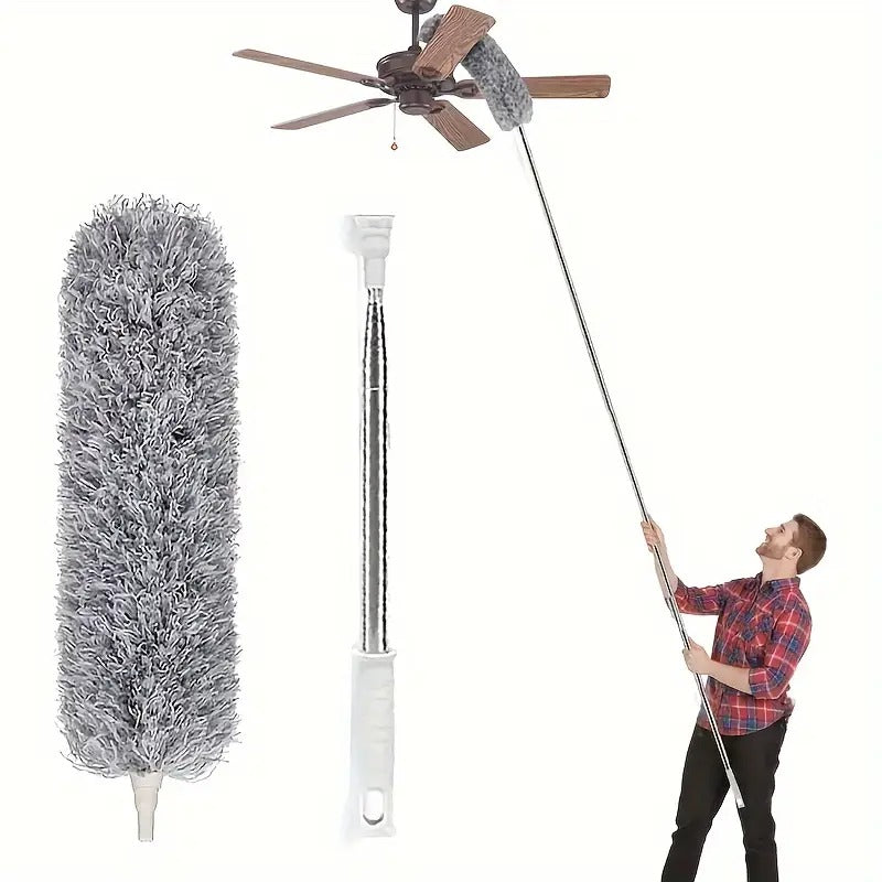 1pc Retractable Duster with Bendable Head - Adjustable Length, Washable & Reusable Microfiber Brush for High Ceilings, Furniture, Car, and More - Ideal for Bedroom, Bathroom, Kitchen, Living Room Cleaning, Dusters for Cleaning