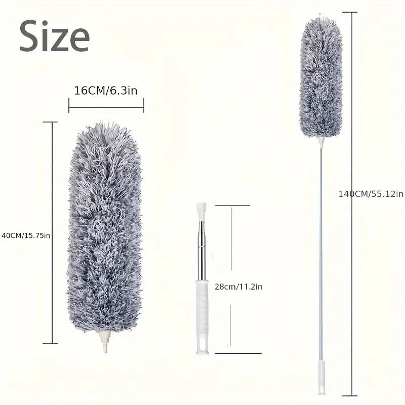 1pc Retractable Duster with Bendable Head - Adjustable Length, Washable & Reusable Microfiber Brush for High Ceilings, Furniture, Car, and More - Ideal for Bedroom, Bathroom, Kitchen, Living Room Cleaning, Dusters for Cleaning